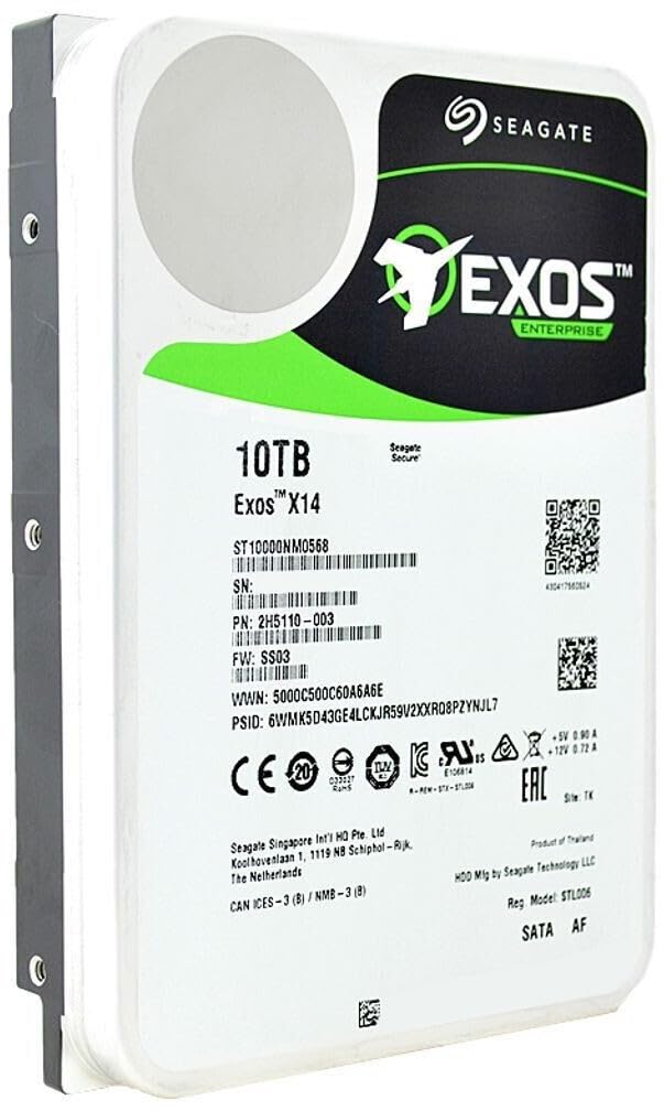 Seagate Exos X14 - Disco duro interno para servidor (10 TB, ST10000NM0568, disco duro de 3,5", 512e/4Kn, SATA 6 Gb/s, 7200RPM, 256 MB de caché