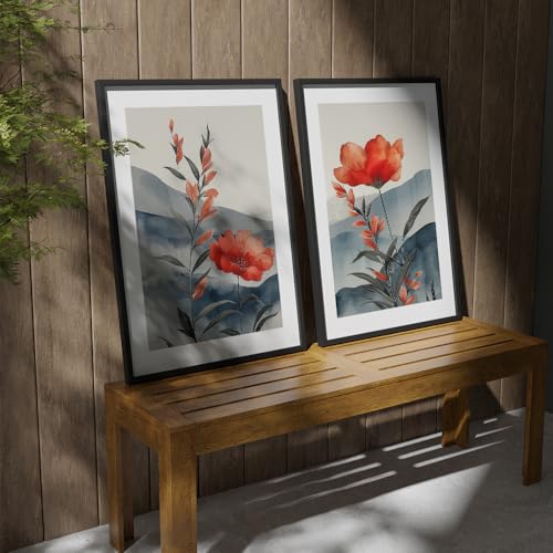 Image of COLOSSAL ART HOUSE Wall Art Set of 2 - 10x13 inch Framed Paintings for Living Room, Bedroom & Home Decor - Modern Wall Decoration for Interior Spaces, Aesthetic & Stylish Design Tan