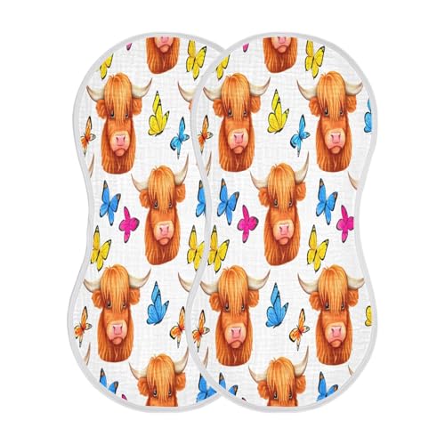 Kigai Highland Cow Baby Burp Cloths Extra Soft and Absorbent Burping Rags Cotton Burping Clothes Baby Washcloths for Newborn Boys Girls - 1 Pack2