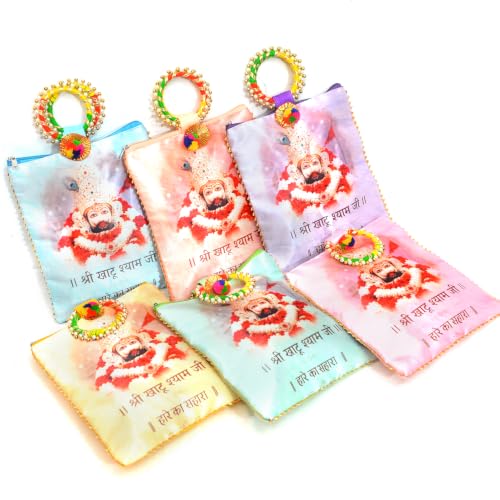 Image of Women Potli Bags Pack of 36 | Khatu Shyam Printed Gifting Potli with Zip & Bangle Handle | Traditional Shagun Return Gifts