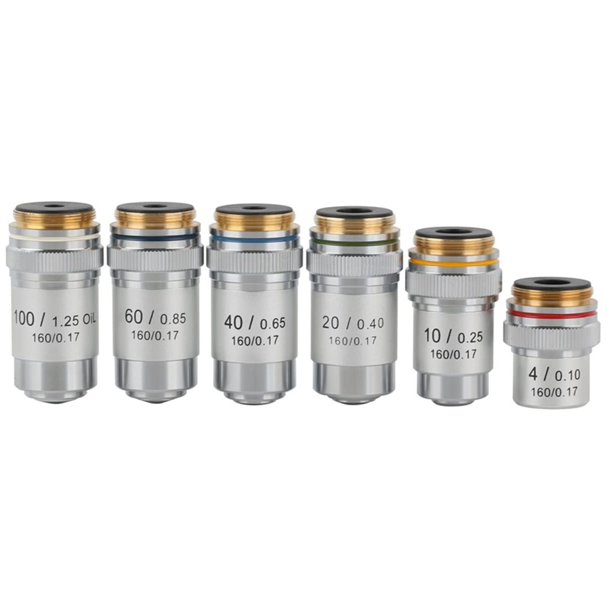 Microscope 4X 10X 20X 40X 60X 100X RMS 20.2mm Objective Parts Microscope Achromatic Objective Lens(4 10 20 40 60 100X)