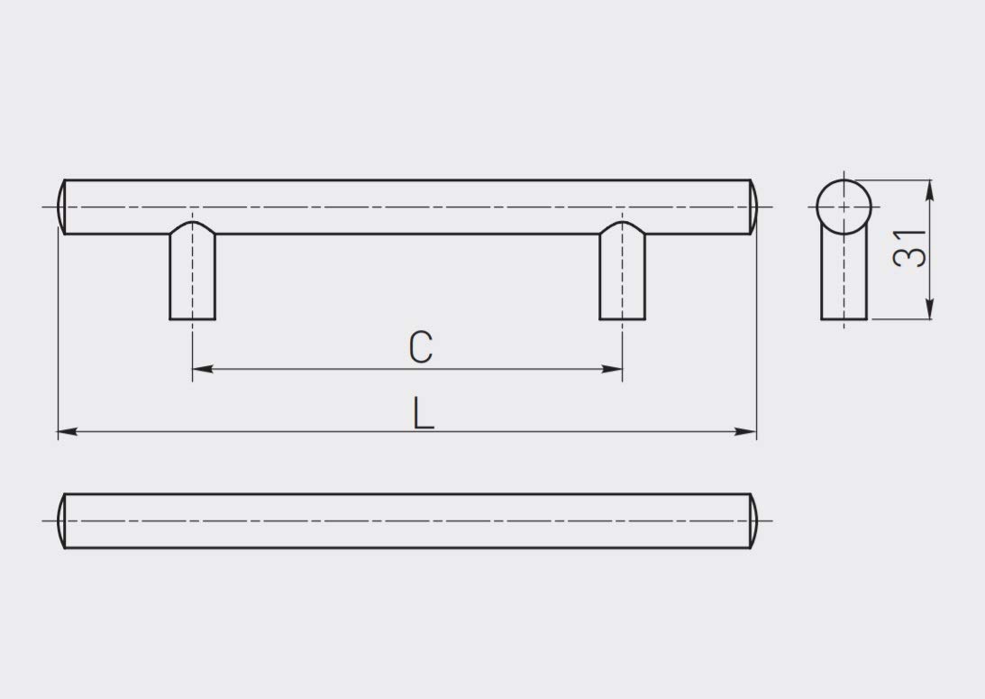 GTV RS Bar Handle Hole Spacing: 160 mm, Total Length: 220 mm, Polished Chrome, Silver, 160mm hole centres - Image 2
