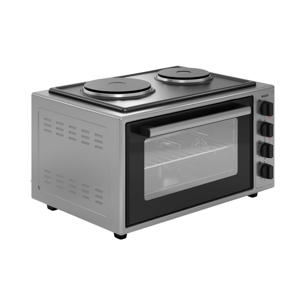 Wiggo Minihorno con placa de cocción 2000 W 45 litros 6 en 1 funciones gris