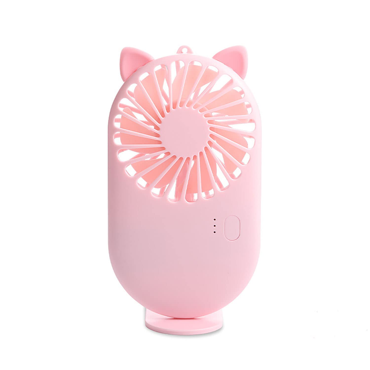 Portable Handheld USB Fan with Holder - Rechargeable Mini Fan for Kids and Girls, 3 Adjustable Speeds, 7 Blades (Pink)