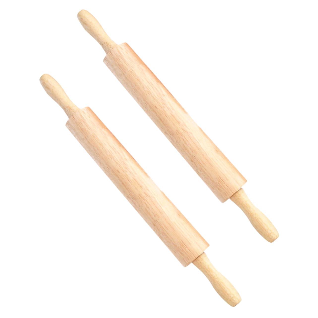 Cabilock 2 Piezas Rodillos de Madera sin Pintar sin Cera Rodillo para Hornear Pan Pasteles Galletas Pizzas Natural para Fondant
