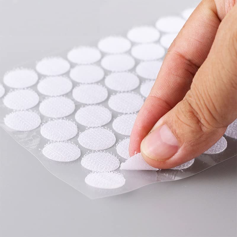 FirstTry Double-Sided Hook Loop I Multipurpose Round Self Adhesive Tape I Non-Slip Anti Curling Velvet Loop I Interlocking Stickers for Carpets Mats Pillows Sofa Couch Blankets - 2 cm (White - 100)