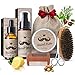 Kit Barbe Homme 9pcs-Coffret Cadeaux Hommes Original, Kit de Soin Barbe Homme Complet, Soins Entretien Barbe-Shampoing, Huile Barbe, Baume, Peigne, Ciseaux, Pochoir, Brosse,Sac -Cadeau Saint Valentin