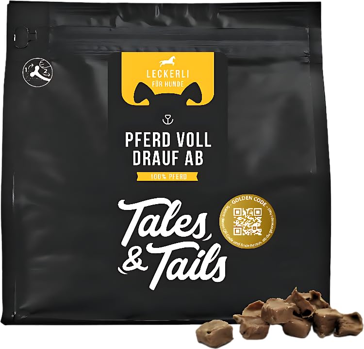 Tales & Tails Leckerli für Hunde, 100% Pferd, 250g Tüte