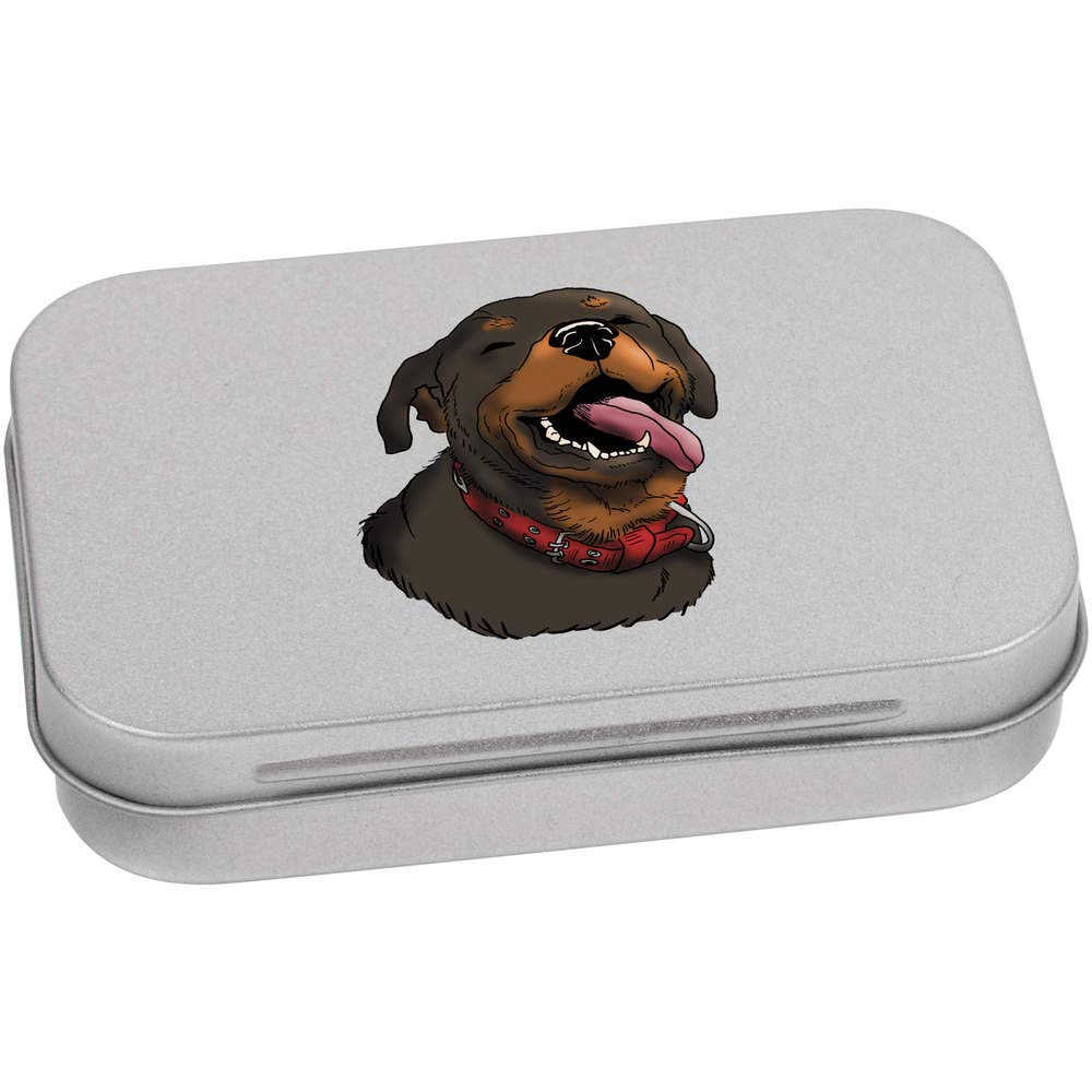 Azeeda 95mm 'Happy Rottweiler' Metal Hinged Tin/Storage Box (TT00131488)