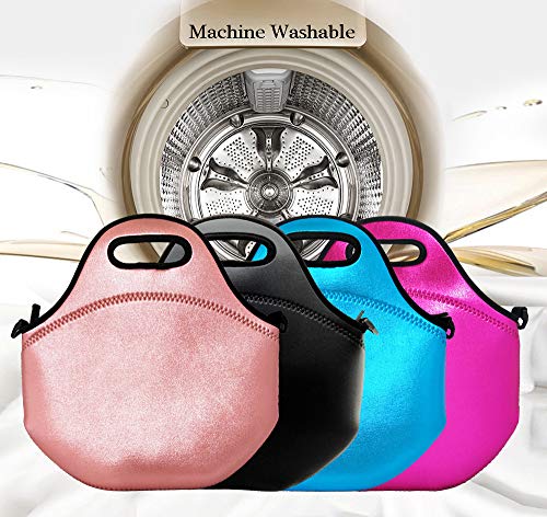 Neoprene Insulated Lunch bag, Lunch tote Boxes Bags for Kids Women Men Kids Children Work Office School Picnic Travel (Rose Red)