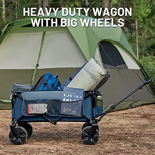 Timber Ridge Outdoor Collapsible Wagon Utility Folding Cart Heavy Duty All Terrain Wheels For Shopping Camping Garden With Side Bag And Cup Holders thumb #7