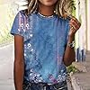 2025 Casual T Shirts Fitted Loose Tunnic Basic Tee Summer Tops for Women UK 2025 Casual Print Short Sleeve Tops Crew Neck Blouse and Shirts Loose Fit Women T Shirts Shirt Womens Plus (Blue, XXL) #1