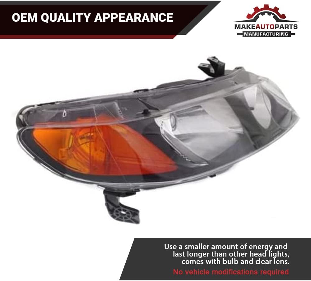 Passenger Right Side Composite Headlight Clear Lens For Honda Civic 2006 2007 2008 - HO2503125