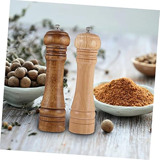 2pcs Wooden Pepper Grinding Tool Manual Masher for Spices Natural Wood Design Ergonomic Grip for Kitchen Use and Seasoning Variety