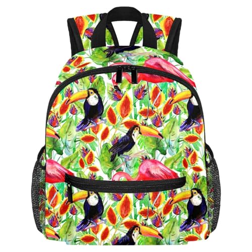Sac à dos léger flamant rose et toucan avec poches bouteille