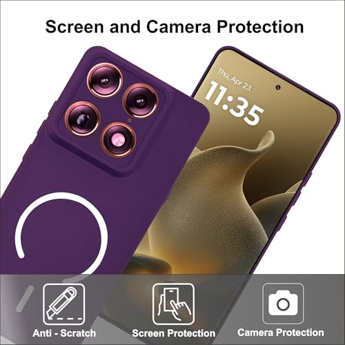 Image of SBMS Silicone Back Cover Case for Motorola Signature | Soft Micro-Fibre Lining Inside | Magsafe Print On Back Side Camera Protection Bump | Shockproof Case Moto Signature (Magsafe Print Small Purple)
