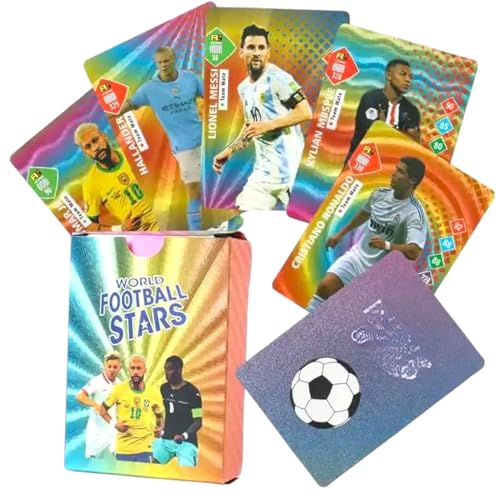Image of Rainbow Football Cards - 55 PCS Collector Pack | Champions League Style | Unofficial Trading Cards for Kids & Fans | Soccer Gift for Boys & Girls - Football Rainbow