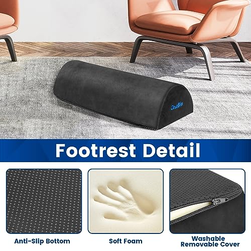 Image of CloudBliss Foot Rest for Under Desk at Work,Office Desk Accessories with Soft Foam and Washable Removable Cover, Foot Stool for Office, Car, Home to Foot Support and Relax Ankles, Gray