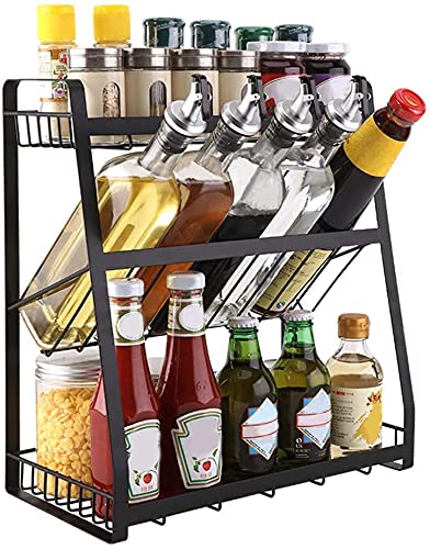 Gewürzregal Gewürzständer Küchengewürzregal Gewürzregal Metall Regal für Gewürze Gewürzhalter Gewürzregal ohne Bohren 3-Etagen Metal Gewürzständer für Gewürzstreuer Ölfläschchen Gewürzdosen Cover