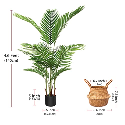 Ferrgoal Plantas Artificiales Decoracion con Cestas Mimbre 140cm Palmera Artificial Grandes Interior Exterior Decoracion… - Imagen 3