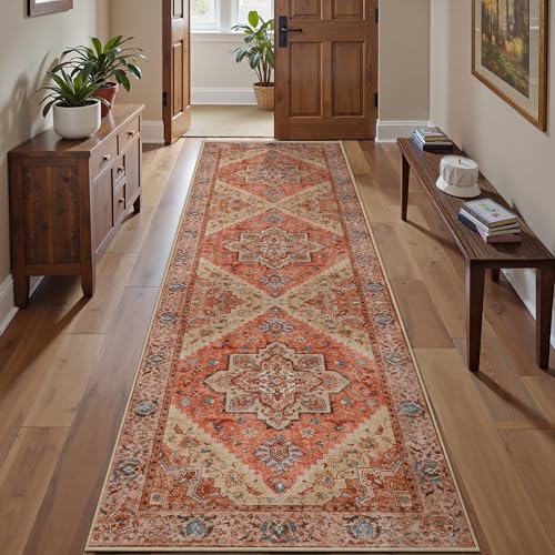 Image of Tangsoo 2.6x8 Washable Runner Rug for Hallways, Non Slip Boho Runners
