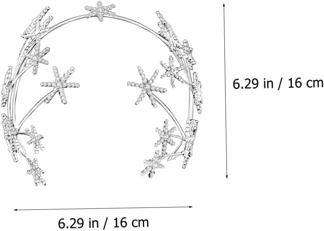 Wedding Crown Tiara Headband with Crystal Star Rhinestones Bridal Hair Accessories for Women Bride Wedding Ceremony White