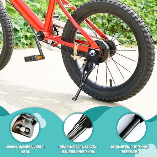 Frdhee Suporte de bicicleta infantil, suporte lateral único para bicicletas de montagem traseira, 30