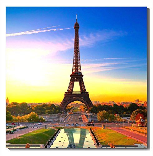 Tableaux Tour Eiffel Paris acrylique multicolore grand format 100x100 pour décoration murale - 2