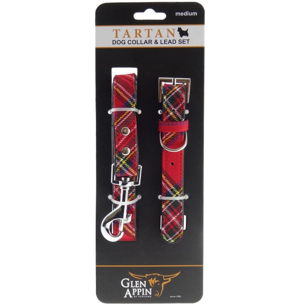 Glen Appin of Scotland Dog Collar and Lead Set in Royal Stewart Small