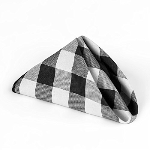 LinenTablecloth 15-Inch Polyester Napkins (1-Dozen) Black & White Checker