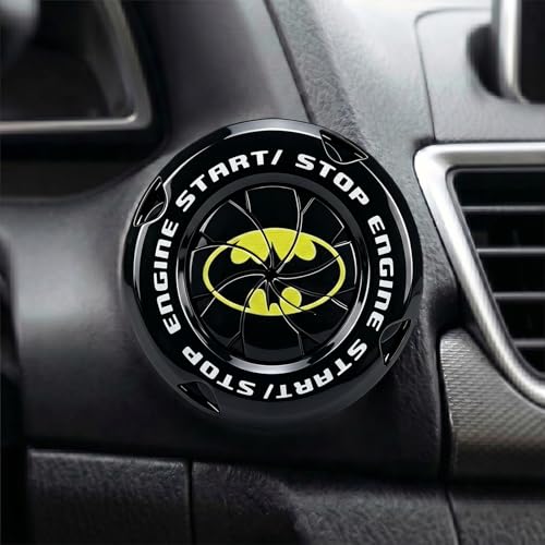Batman Car Engine Start/Stop Button Cover Stylish Self-Adhesive Button Cover for Push-to-Start Vehicles Motocycles Durable Easy Install Interior Accessories Gifts for DC Fans