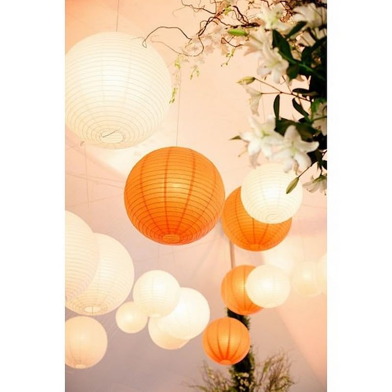 5 Lanternes Japonaises Rondes Lampions Boule Papier Blanc diam. 50 cm