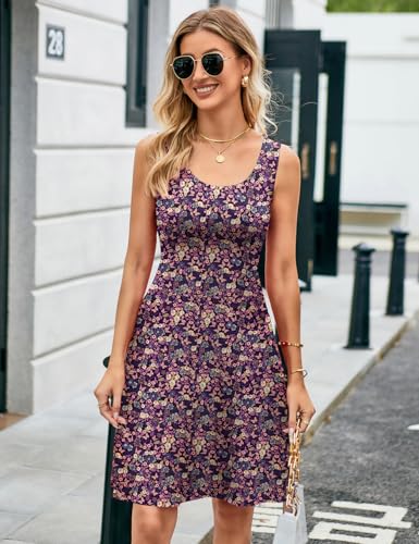 Image of Herou Summer Beach Dresses for Women A Line Sleeveless Tank Dress | Casual,Scoop Neck,Soft,Knee Length,Breathable