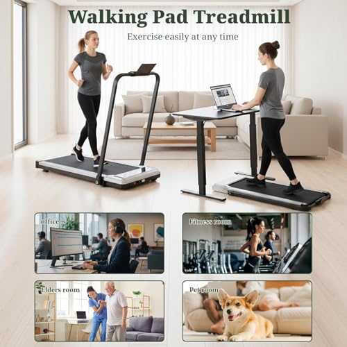 Image of Walking Pad Treadmill, 3 in 1 Portable Under Desk Treadmills for Home Small Space, Quiet Compact Folding Treadmill with Remote Control, 320 LBS Capacity