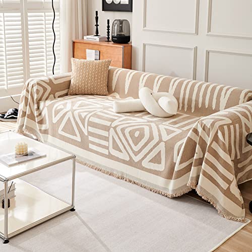 VClife Boho Aztec Couch Cover Sofa Slip Cover Farmhouse Beige