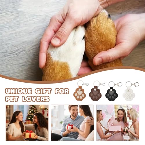 Zovator 4 Stück Schlüsselanhänger Katze Hund für Tierhaare Erinnerung, Leder Pfote Keychain, Tragbare Pet Haar Memorial Andenken Keychain Schlüsselring Für Haustier Gedenk