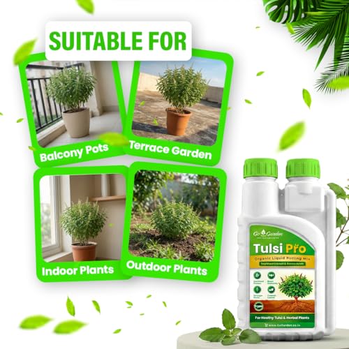 Image of Go Garden Organic Liquid Potting Mixture for Tulsi Plants 250ml | Tulsi fertilizer for tulsi plant Boost Growth, Roots & Flowering | Natural Liquid Fertilizer for Holy Basil, Indoor & Outdoor Plants