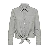 tuch bluse binden Knotendetail ONLY Damen ONLLECEY LS Knot Shirt NOOS WVN Bluse, Kalamata/Stripes:Cloud Dancer, L