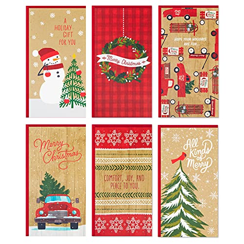 Hallmark Card Holders or Money Holders Assortment, Rustic (36 Cards with Envelopes), Rustic Holidays Money Holder Assortment