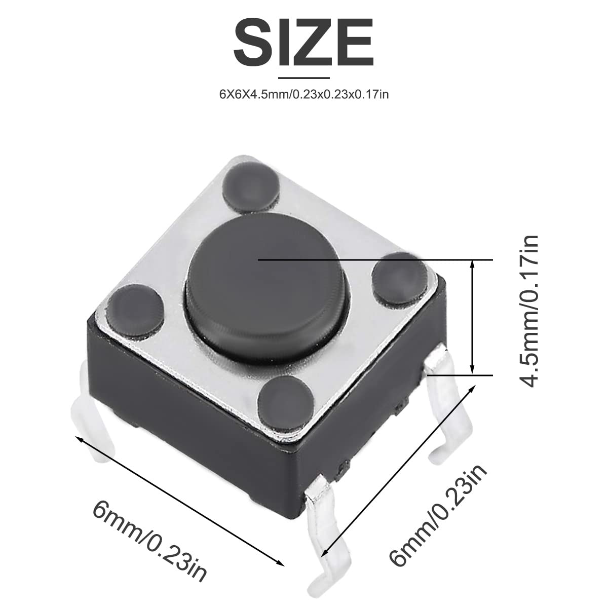 SMD-Taster Sortiment – 6x6x5mm, 4-polig, Taktil, 100 Stück, Für DIY Elektronik & Fernbedienungen