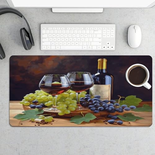 Art Red Wine Galsses & Grapes1 Pad para Mouse grande de goma miniatura 5