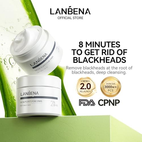 LANBENA Tiras de poros (50 g), 100 tiras de nariz com removedor de cravos, removedor de cabeça preta