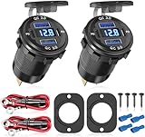 2Pcs 12V/24V Outlet with Voltmeter, Quick Charge 3.0 Dual USB Power Outlet,...
