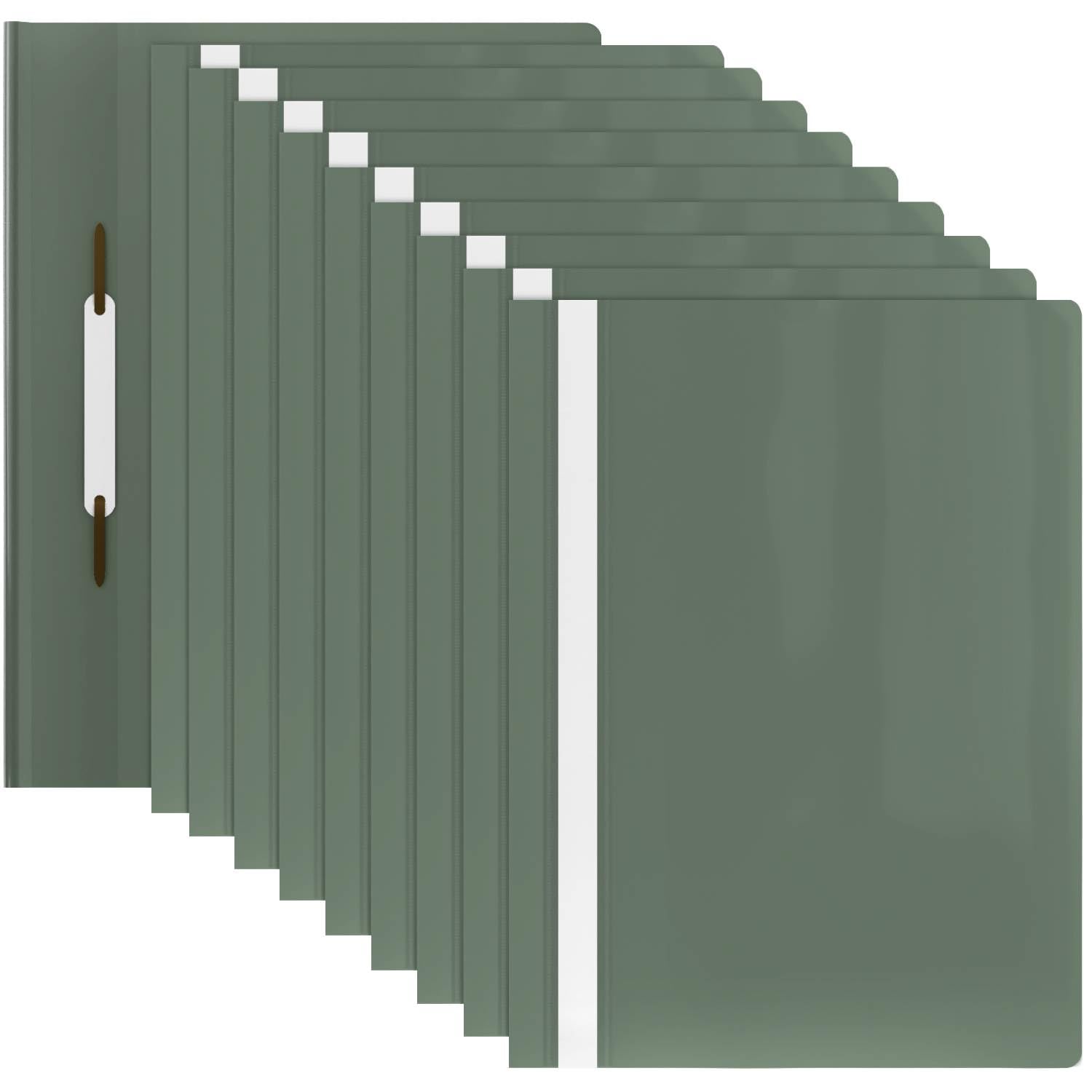 ACROPAQ - 10 x Presentation folders A4 - Transparent Front Pocket, Plastic folders A4 for Upto 70 Pages, Pastel Green - A4 Plastic folders, A4 Project Folder