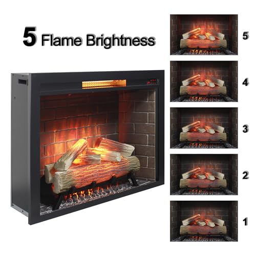 Udorich 33 Inch Infrared Electric Fireplace Insert for Cozy Ambiance, Easy Installation, Adjustable Flame Effects, Crackling Sound, Antique Black - Image 9
