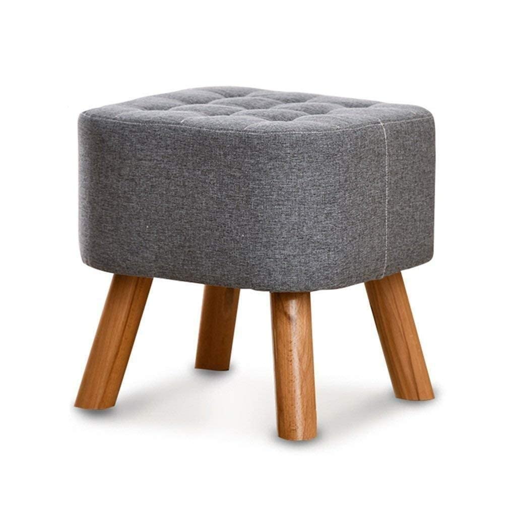 Banc en bois gris étui souple coton lin, repose-pieds rembourré pour canapé de salon