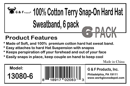 6 Pc. Snap-On Hard Hat Sweatband, Cotton Made Hard Hat Liner, Reusable Hardhat Sweatbands (Blue) 6 Pieces #TOP1