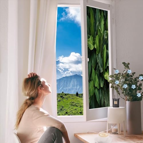 Vinilo Decorativo para Ventanas Hoja Tropical Verde 17.7x23.6 pulg miniatura 5
