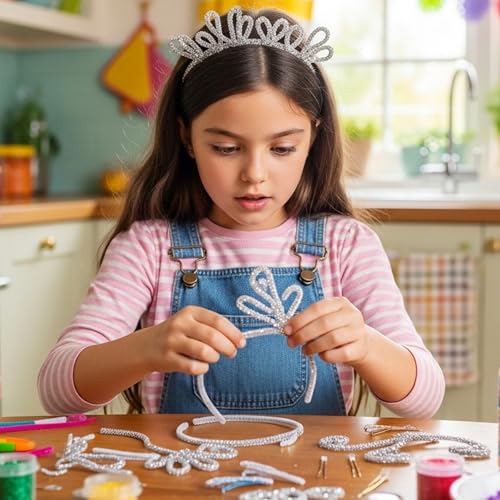Image of Caydo 200 Pieces Glitter Silver Pipe Cleaners, Thick Fluffy Chenille Stems, Pipe Cleaner Crafts for Arts & Crafts, Perfect for Making Animals, Flowers, and Festive Decorations