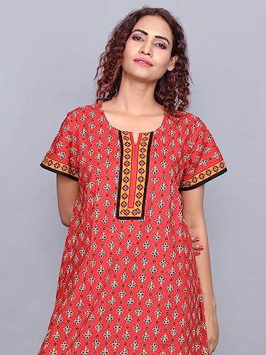 Image of Evolove Women's Cotton Long Maxi Night Gown Nighty Dress with Pocket, Super Soft Comfortable (LNG-Cotton-2)